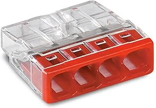 WAGO Bornes pour Boîtes de Dérivation Compact, pour Conducteurs Rigides, Max. 2,5 mm², 4 Conducteurs, Boîtier Transparent, Couvercle Rouge, Température Ambiante Max. 60 °C (T60), 2,50 mm², Rouge