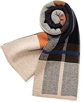 Villand Men's Australian Merino Wool Tartan Plaid Scarf - Warm Thick Soft Knit Winter Neckwear with Gift Box
