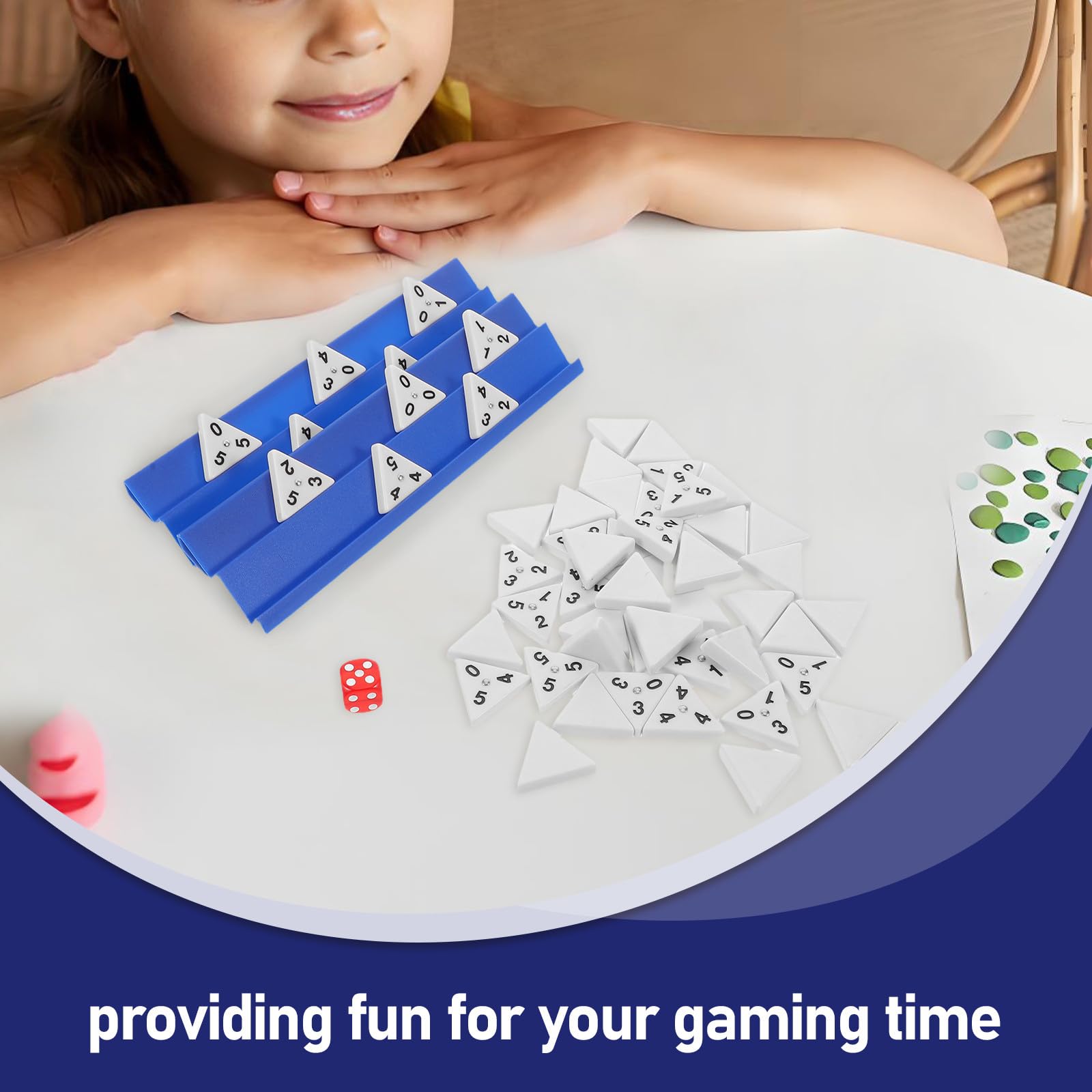Gatuida 1 Set Dreieck-Domino-Spielset – Dreieckige Dominosteine ​​– Reisedomino mit Haltern/Steinen/Würfeln/Aufbewahrungskoffer/Beutel mit Kordelzug für den strategischen Spieleabend mit der