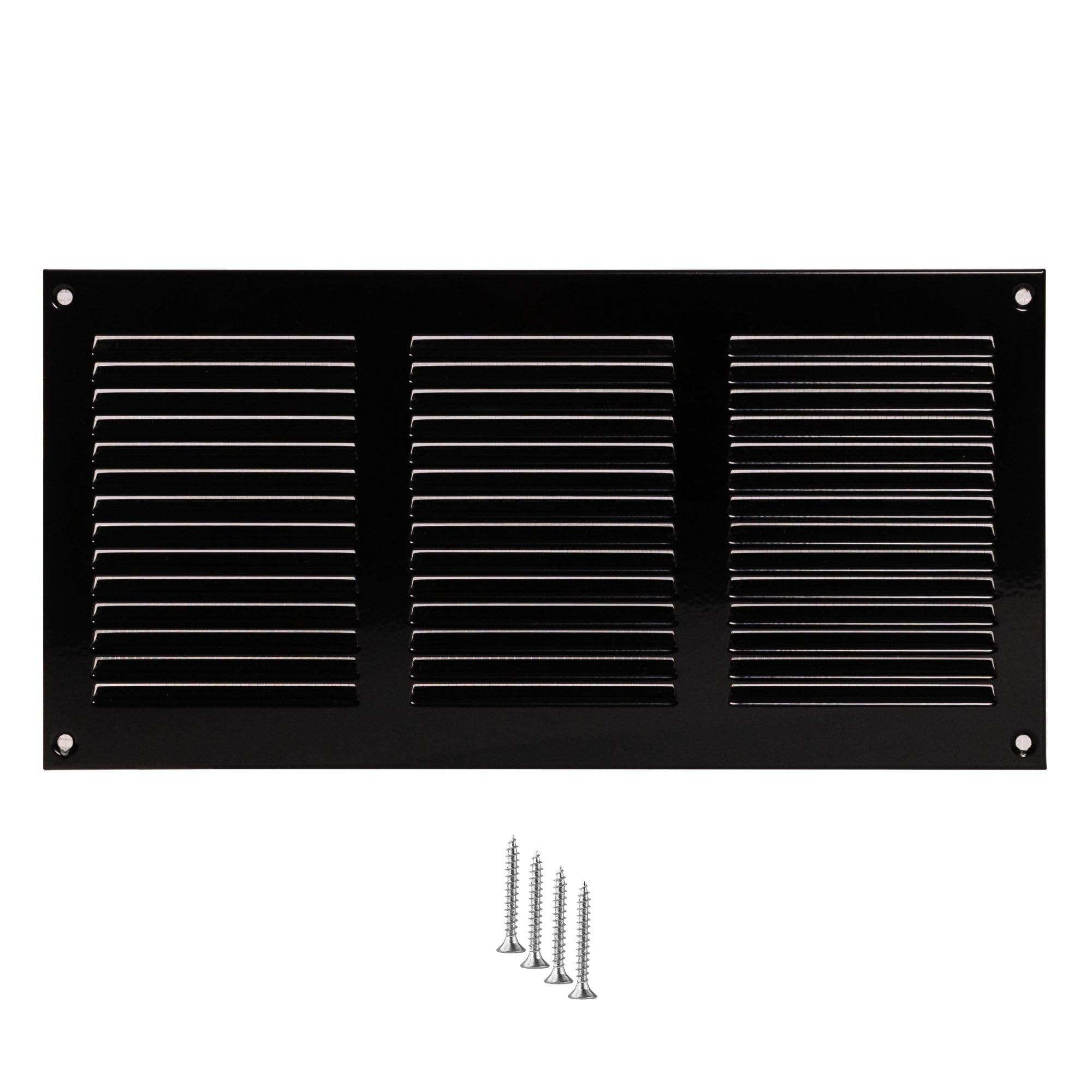 Turvent Black 300X150mm Vent Cover - 12X6 Inch Air Grille For Wall And Ceiling - Metal Ventilation Grille With Mesh - Rectangular Ventilation Register For Indoor And Ourdoor Use