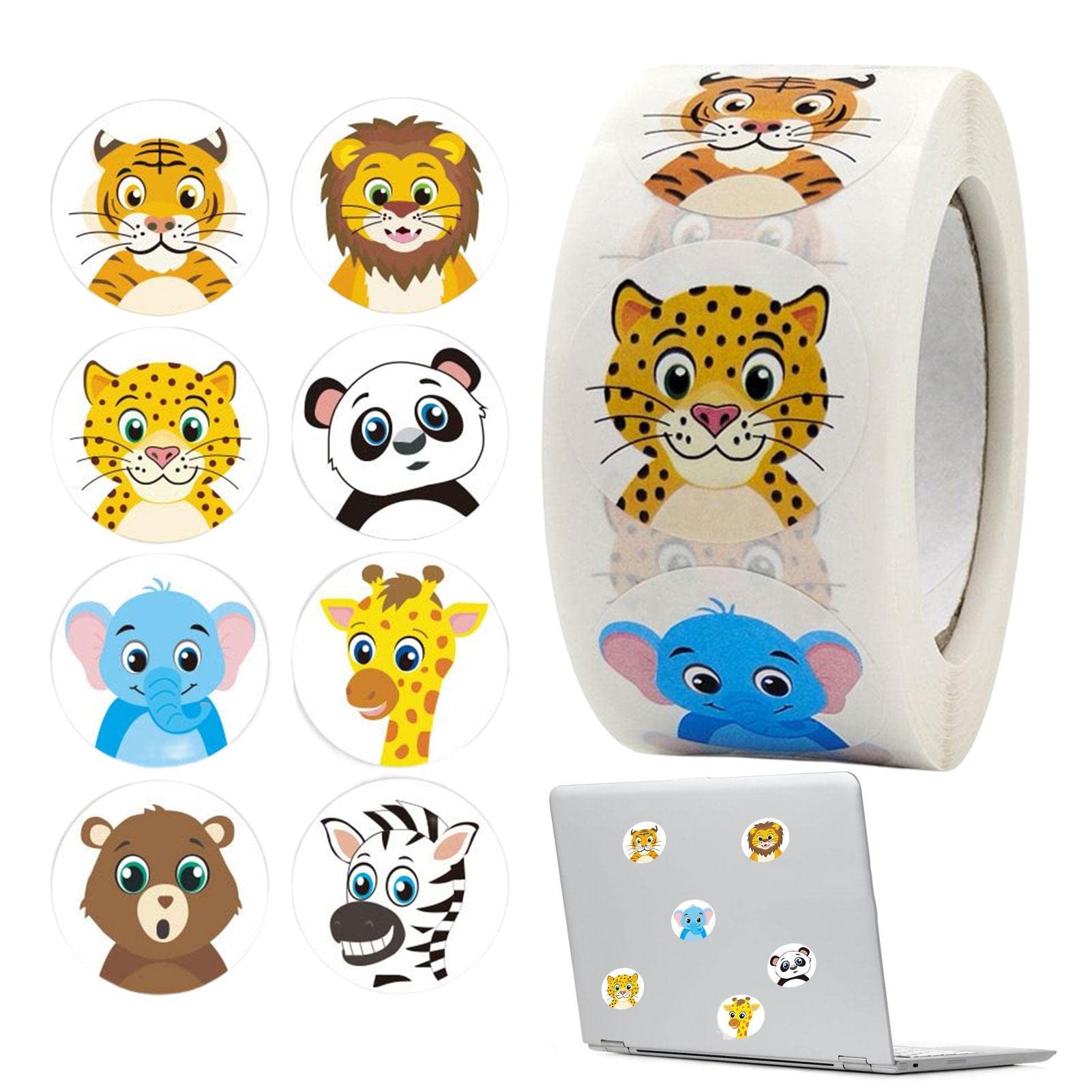 Yusheng Animal Label Stickers, Round Animal Stickers | 1inch Farm Animal Cartoon Teacher Reward Stickers Decoration Sticker for School Classroom Home