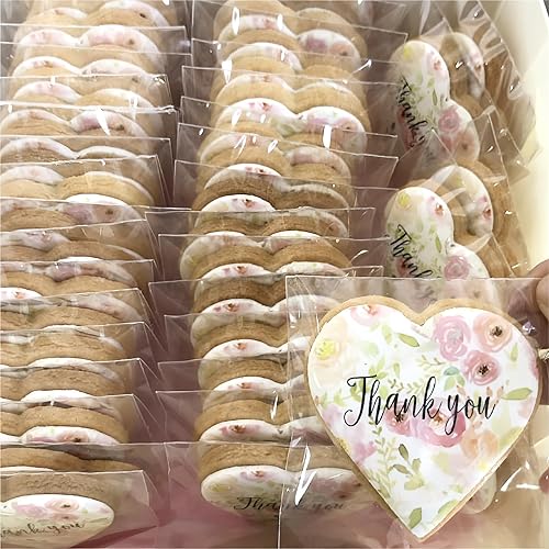 Miniatura 7 de ROSPAKTEK 100 bolsas de macarrón transparentes de 3.5 x 3.5 pulgadas, bolsas de oro cubiertas de chocolate, bolsa de galletas, bolsa de celofán,