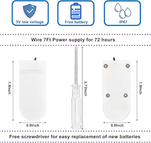 Miniatura 4 de Paquete de 6 luces de hadas a pilas, 7 pies, 20 luces LED de tarro de masón, impermeables, alambre plateado, luciérnagas, bricolaje, fiesta, boda,