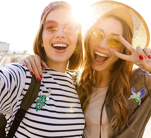 Vista 6 de Sasylvia Juego de 16 broches para mujer con diamantes de imitación de cristal, vintage, primavera, animales, insectos, plantas, broches a granel