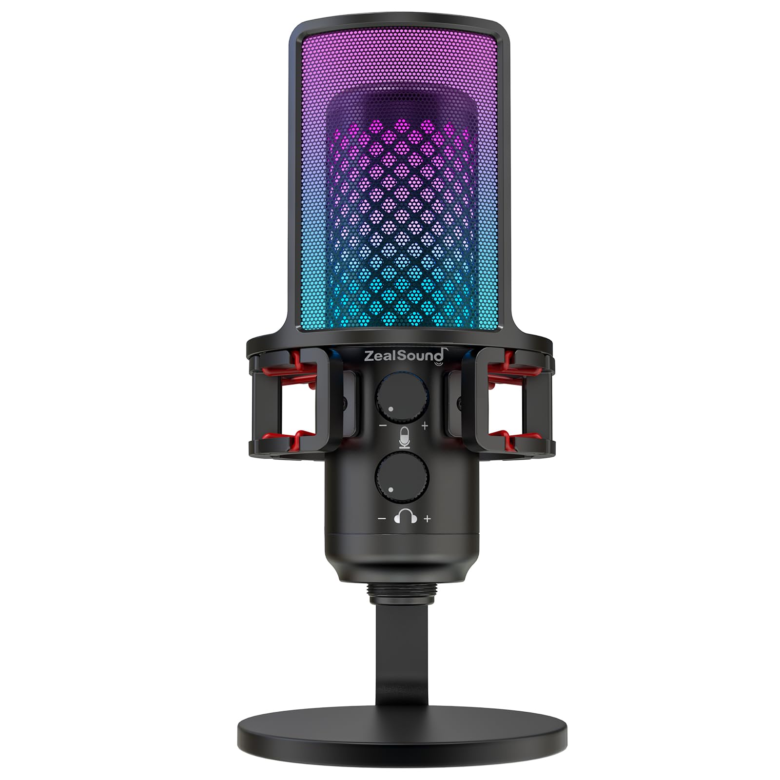 zealsound USB Mikrofon für PC & Handy, Gaming & Streaming, RGB Kondensator Mikrofon mit Mute, Gain & Echtzeit Monitoring, Ganzmetall Tischmikrofon für Podcast, Discord, Zoom & YouTube, Windows Mac