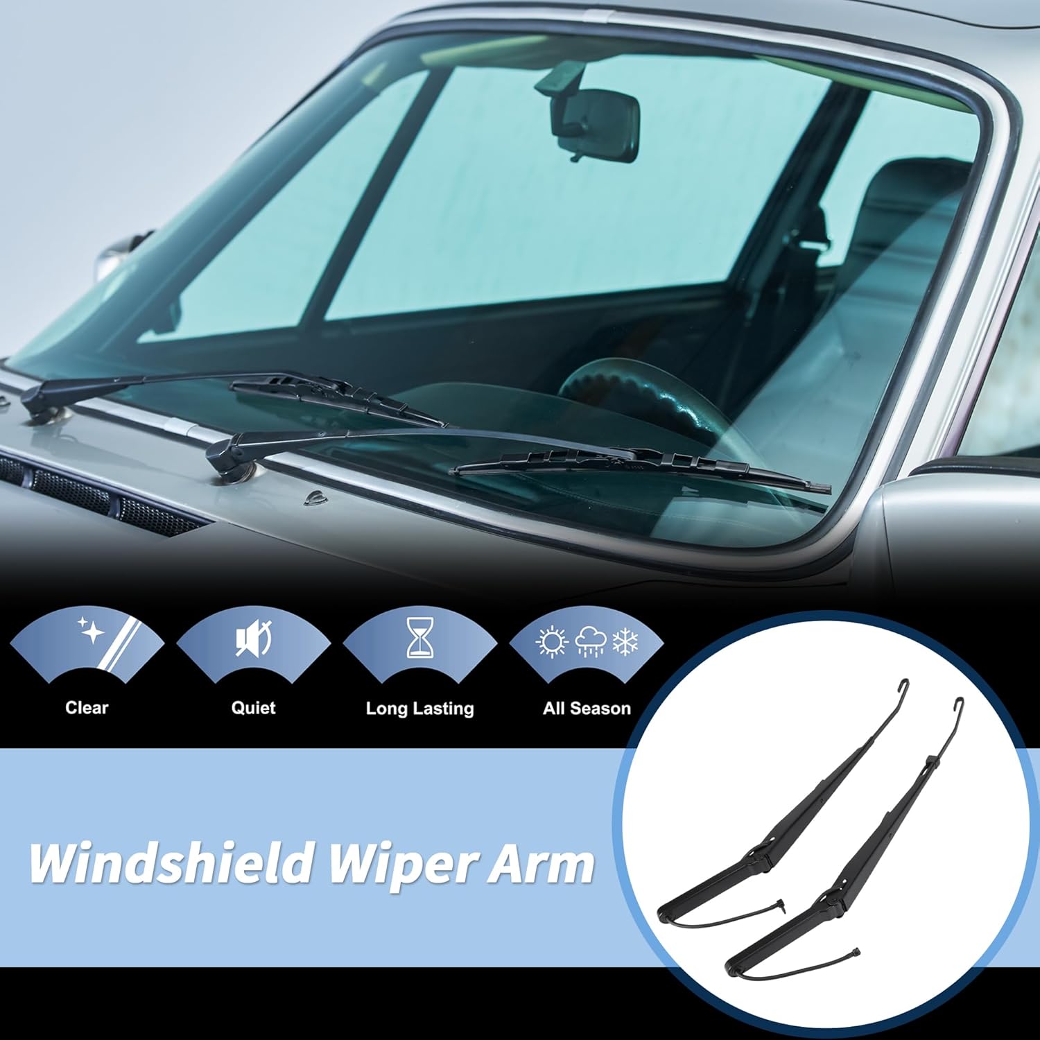 ACROPIX No.15139553 Windshield Wiper Arm Set for Cadillac Escalade Front Left Right Windshield Wiper Blade Arm Replacement for GMC Sierra No.88958115 W/Rust-Proof Coating