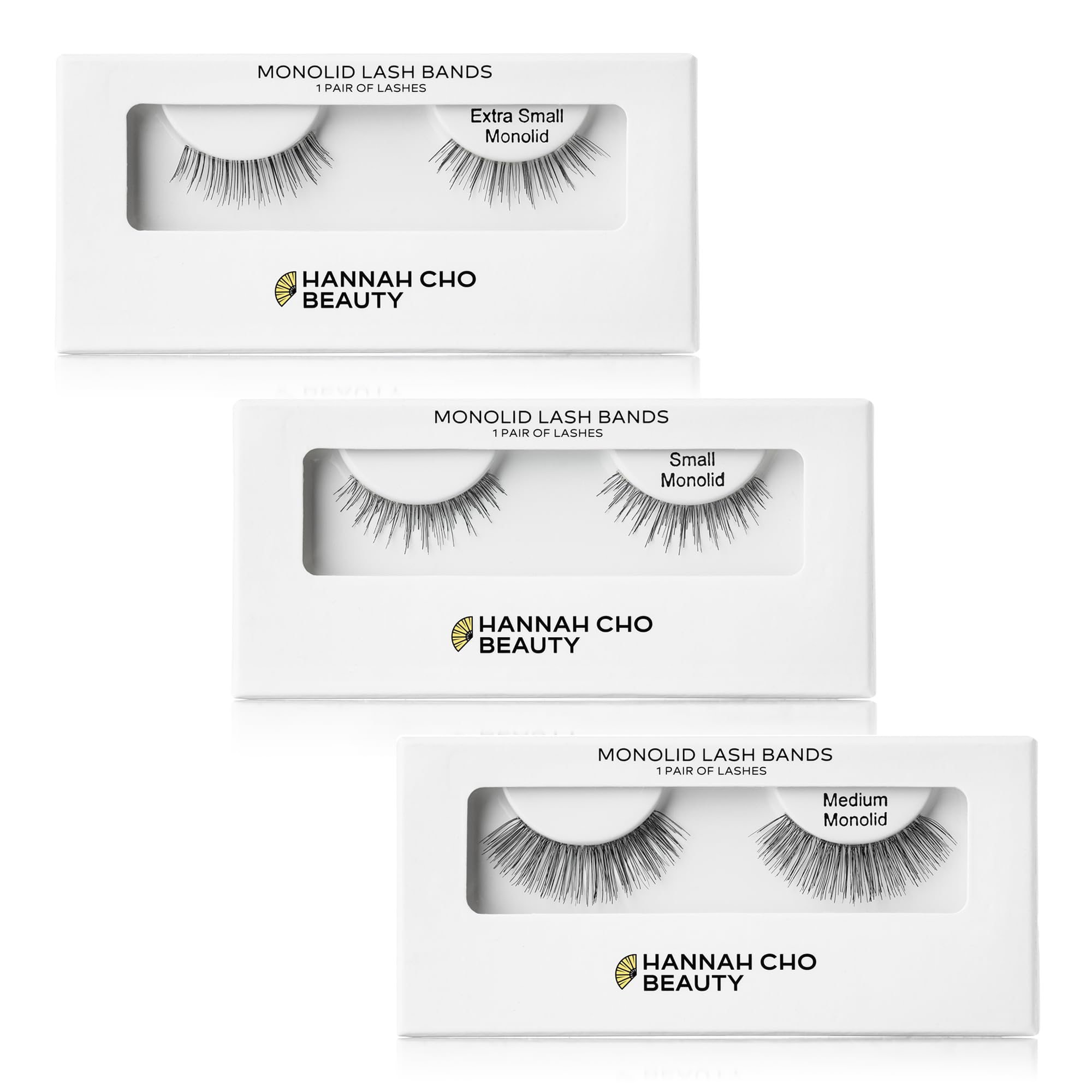 False Lashes for Monolids Sample 3 Pack - Natural Strip Lifting Eyelashes for Asian Eyes - Cute Manga Small Lash Styles - Hannah Cho Beauty