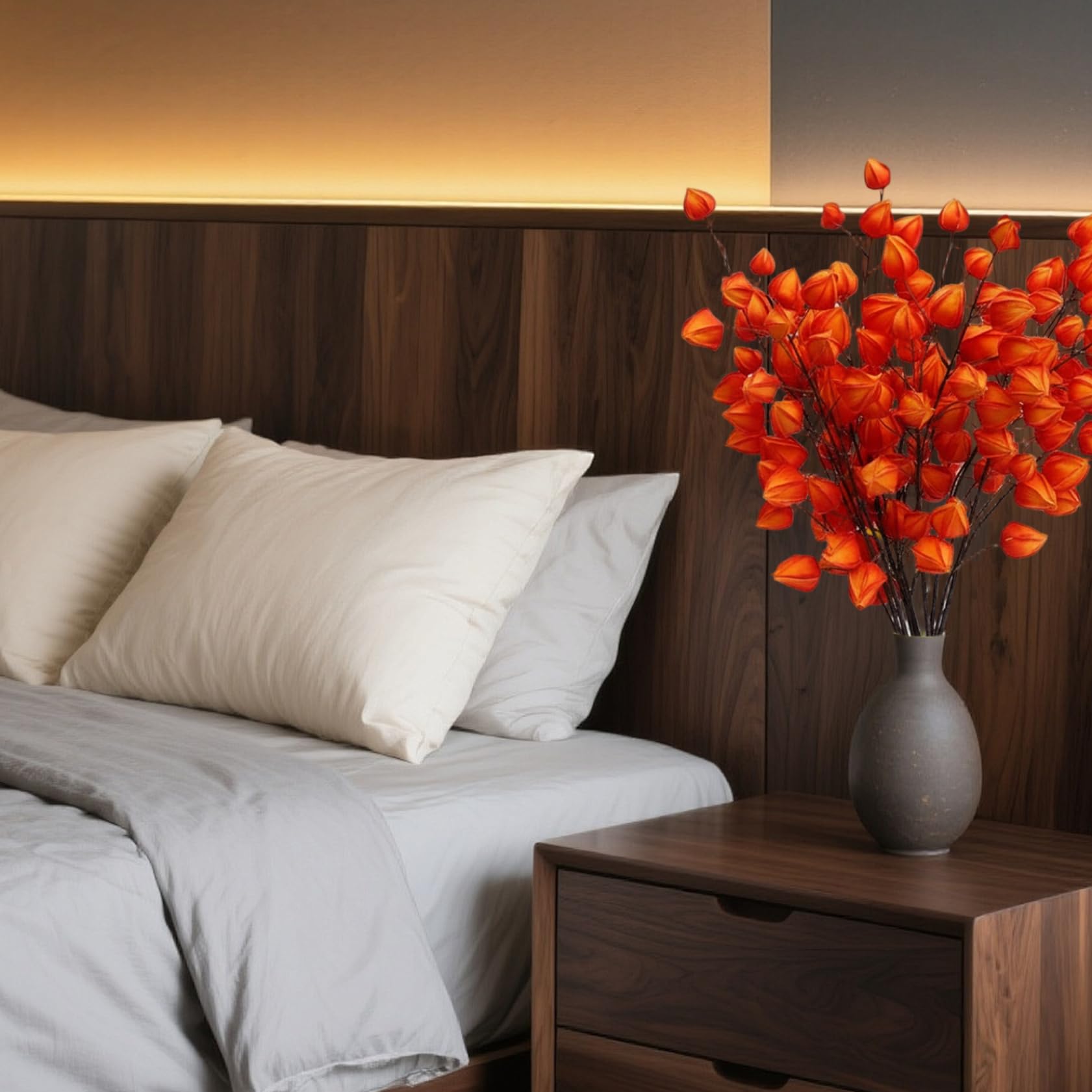 6 Stück chinesische Laternenblumen, künstliche Orangenzweige, 97 cm