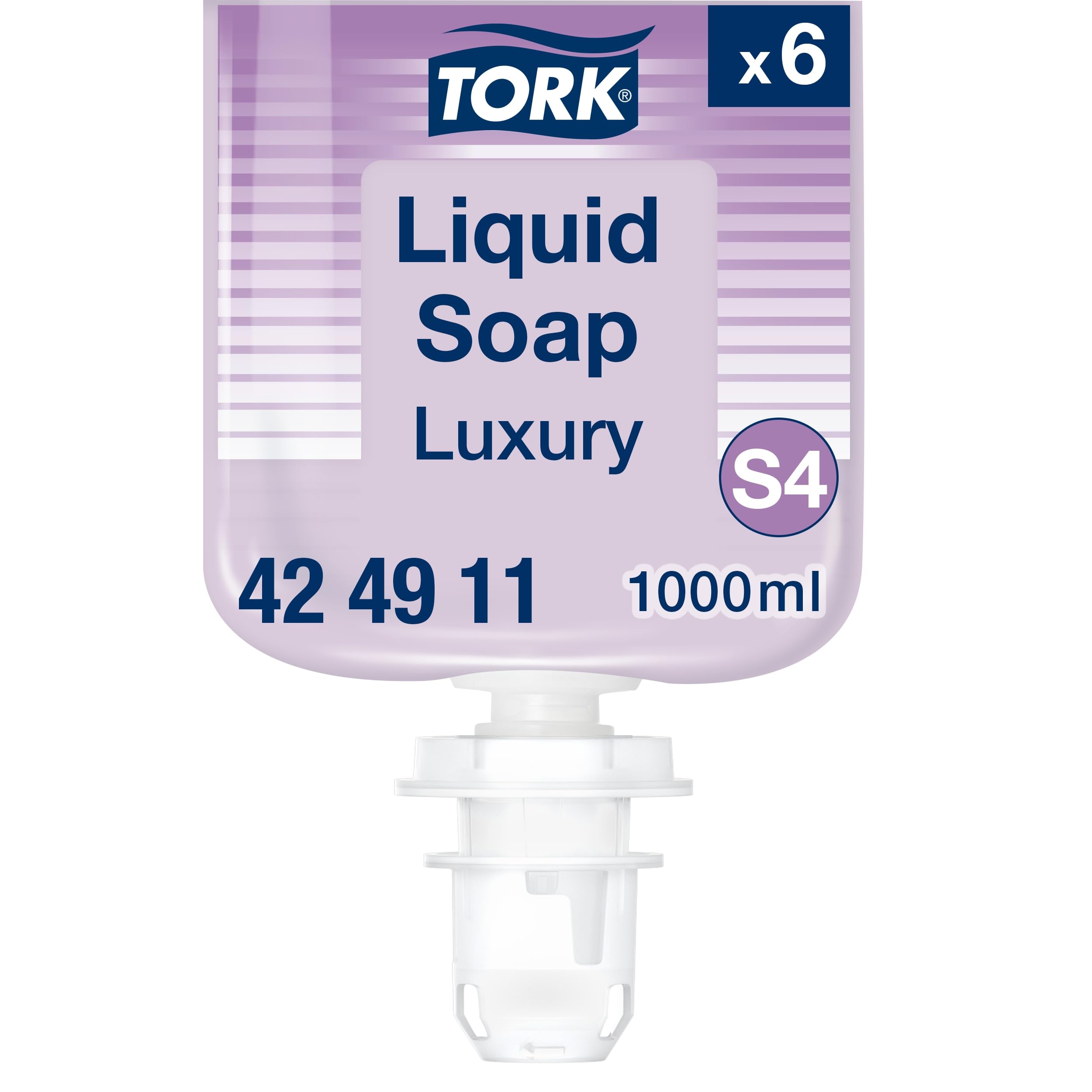 Tork Jabón Líquido Luxury S4, Desinfectante con Aroma Floral, 6 × 1000 ml, 424911