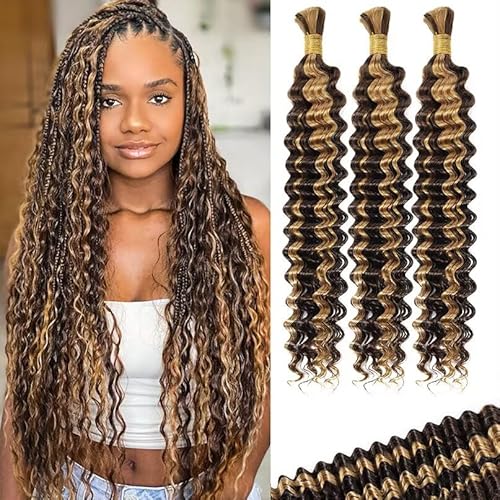 12A P4/27 Ombre Brown Blonde Human Braiding Hair for Boho