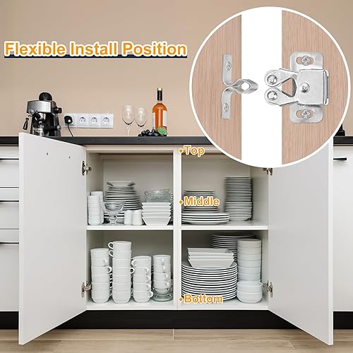 Miniatura 5 de uxcell Juego de 4 cierres de rodillo doble para armario, armario, puerta de muebles, color plateado