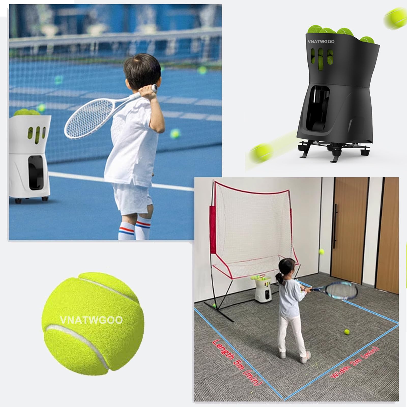 Lanzador De Pelotas De Tenis Profesional Multimodo, Lanzador InaláMbrico con App, Entrenador EléCtrico De Tenis con Capacidad para 65 Pelotas, para Entrenamiento De Tenis
