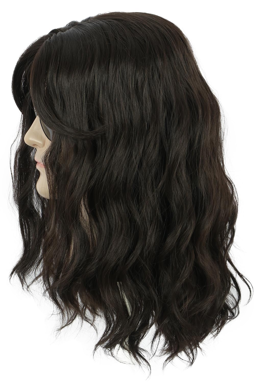 Yuehong Men Long Curly Dark Brown Movie Wig Anime Cosplay Party Costume Hair Heat Resistant Synthetic Fibers Soft Durable Breathable Wig - Image 4