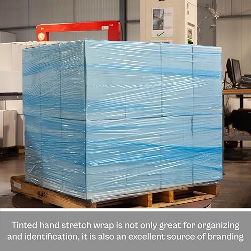 Miniatura 8 de PSBM - Envoltura elástica azul, paquete de 4, 18 pulgadas x 1500 pies, calibre 80, rollos de película elástica a mano tintadatransparente para