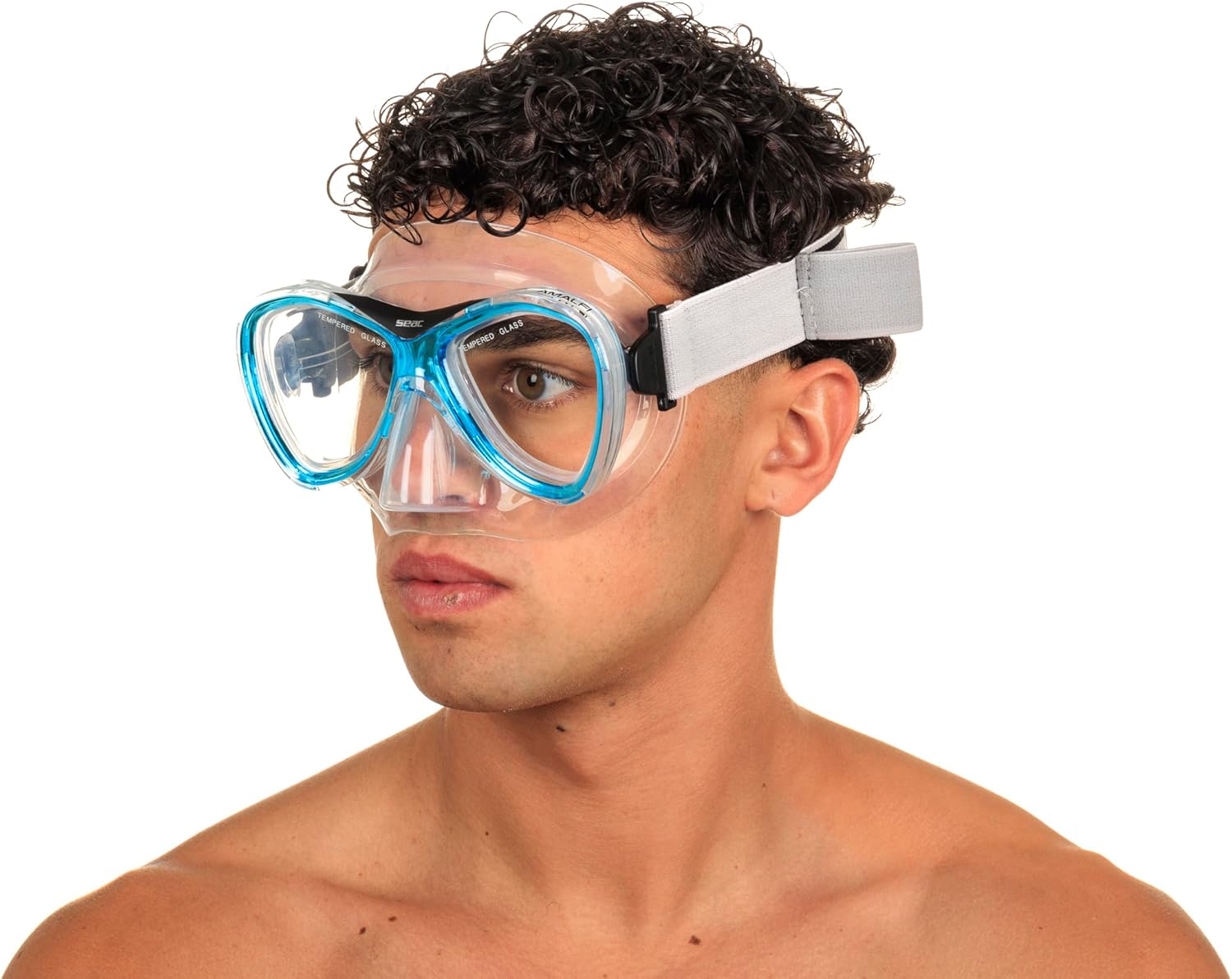 SEAC Amalfi, Snorkeling Mask with Fabric Strap, Double Lens, Silicon Skirt