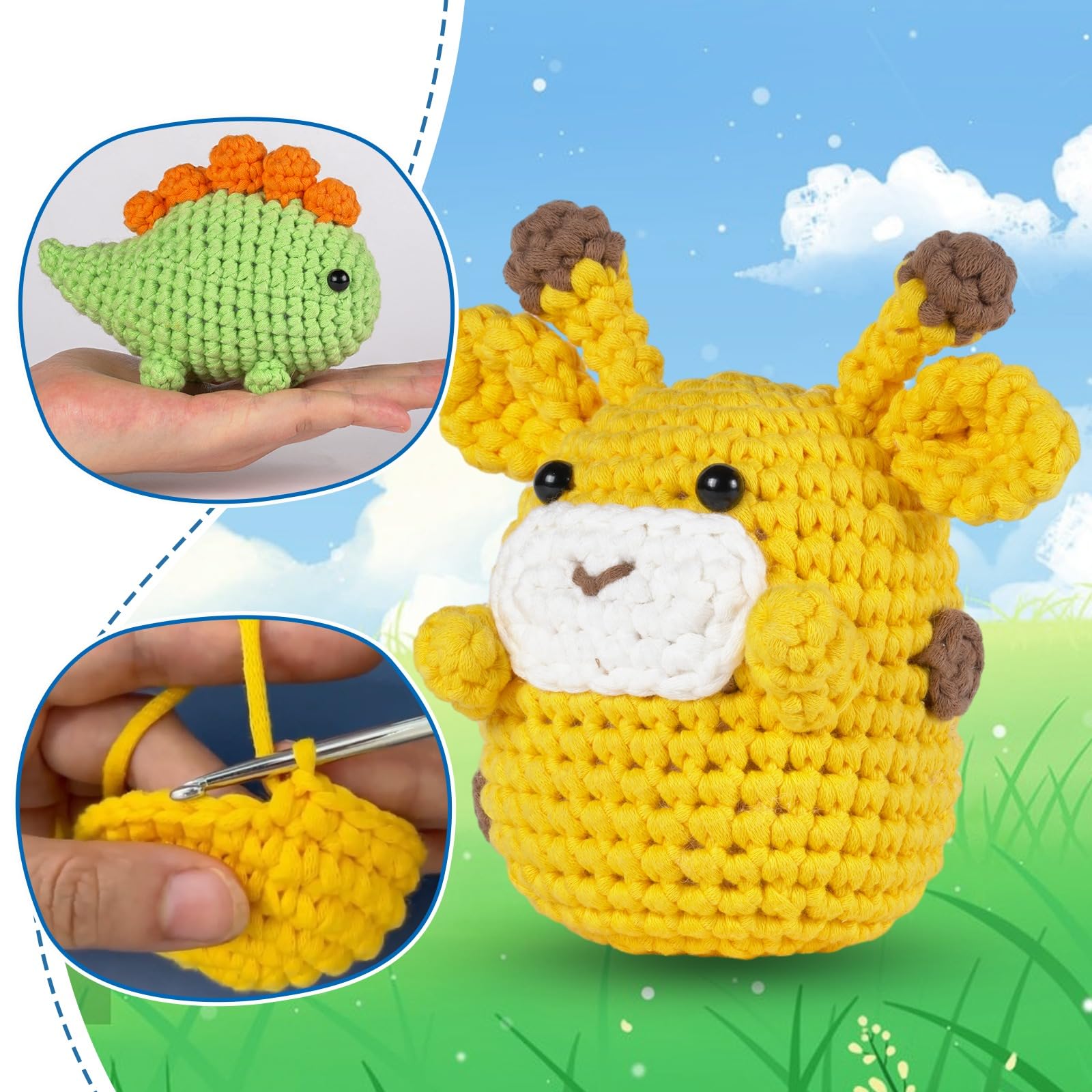BLAESIFF Set Uncinetto Per Principianti – Crea Animaletti (Anatra, Coniglio, Rana) Con Video Tutorial - 3