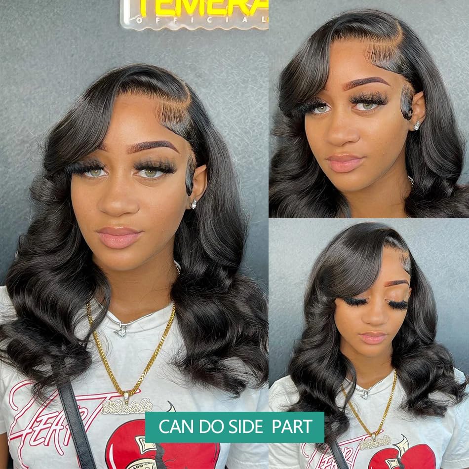 Image of 4x4 Body Wave Lace Front Wigs Human Hair Pre Plucked with Baby Hair 180% Density 16 Inch Human Hair Wigs Brazilian Virgin Frontal 4x4 Glueless HD Lace Closure Wig Human Hair for Black Women