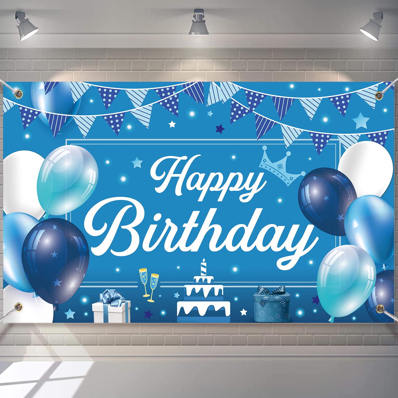 Banner Compleanno Nero Oro Gigante 185x110cm - Stendardo Tessuto Per Festa A Tema, Decorazione Per Ragazze E Donne