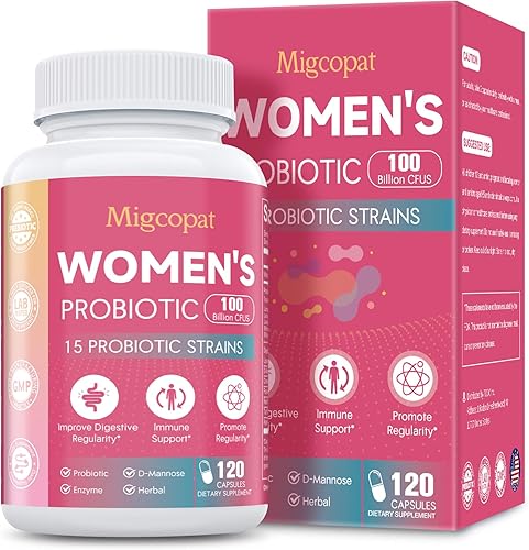 Probióticos para mujeres, 100 mil millones de UFC probióticos para mujer con prebióticos, enzimas digestivas, D-manosa y extracto de arándano para
