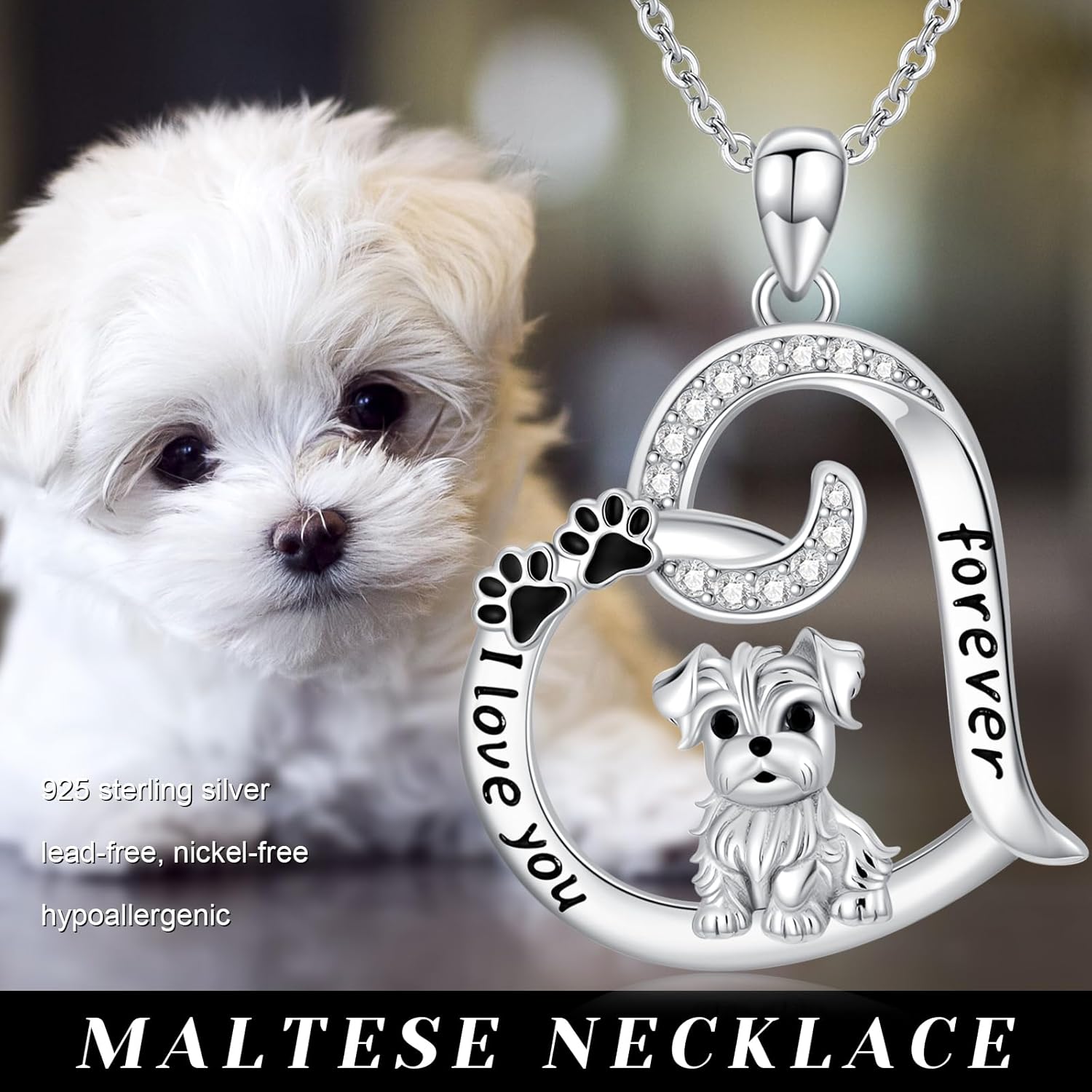 Dog/Paw Print/Infinity Necklace for Women 925 Sterling Silver Heart Dogs Pendant Necklaces Jewelry Christmas Birthday Gifts for Dog Lovers Friends - Image 7