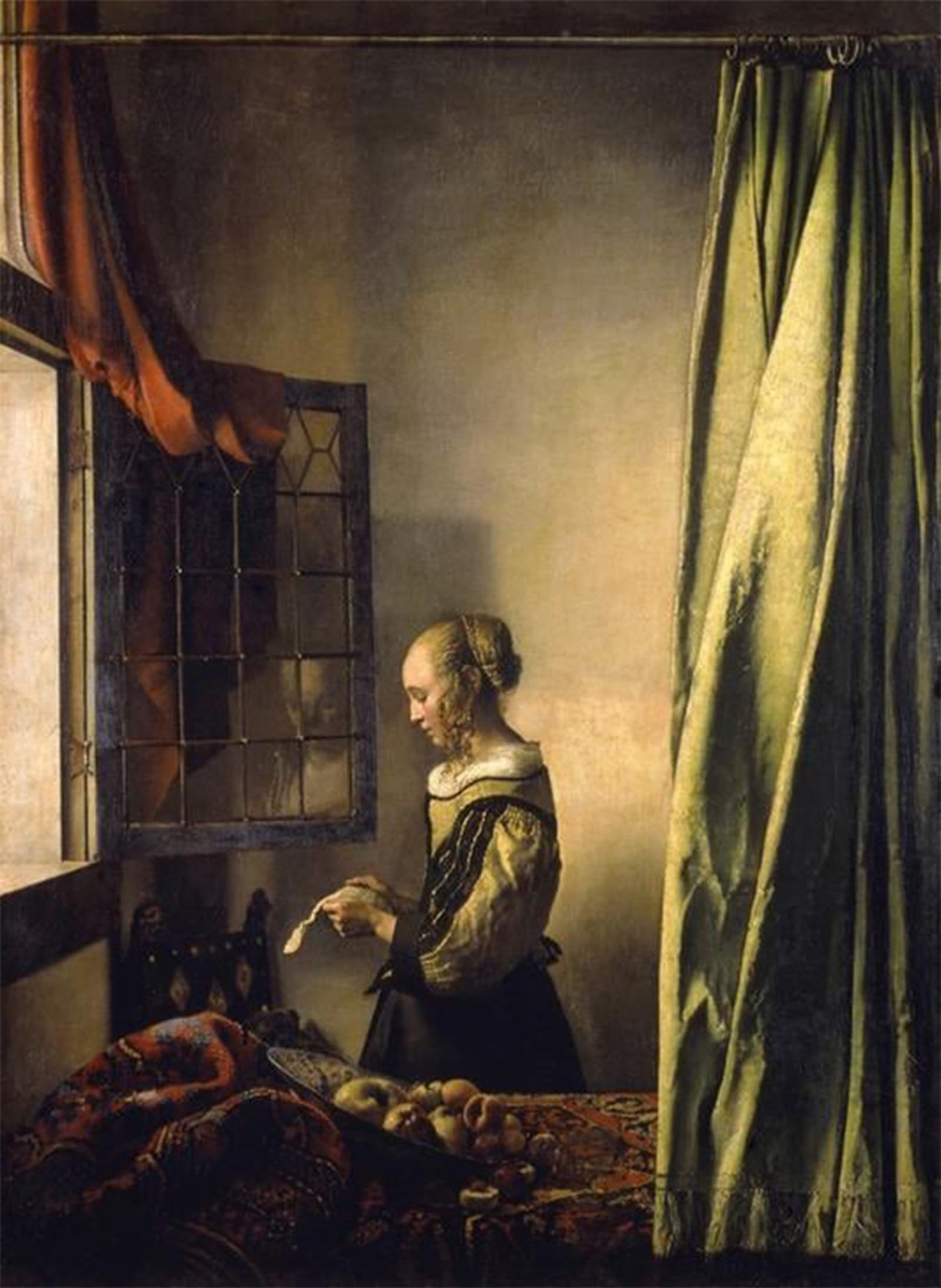 ARTXLXXBN Famous Prints Artwork Pictures Poster Painting Art Girl reading a Letter at the open window by Jan Vermeer van Delft Artwork Landscape Pictures for Home Decor 60x90cm