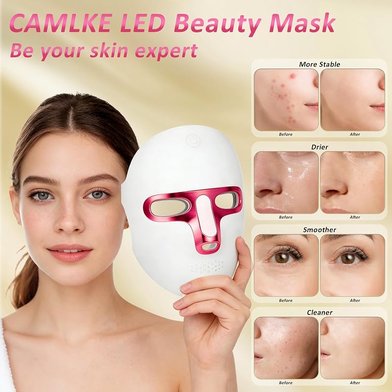 CAMLKE 7 Colors Red Light Therapy for Face, LED Facial Mask, Rechargeable image 4