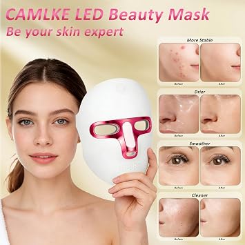 7 Colors Red Light Mask for Face, Fine Lines, 7-1 Colors LED Facial Skin Care Mask, Portable and Rechargeable