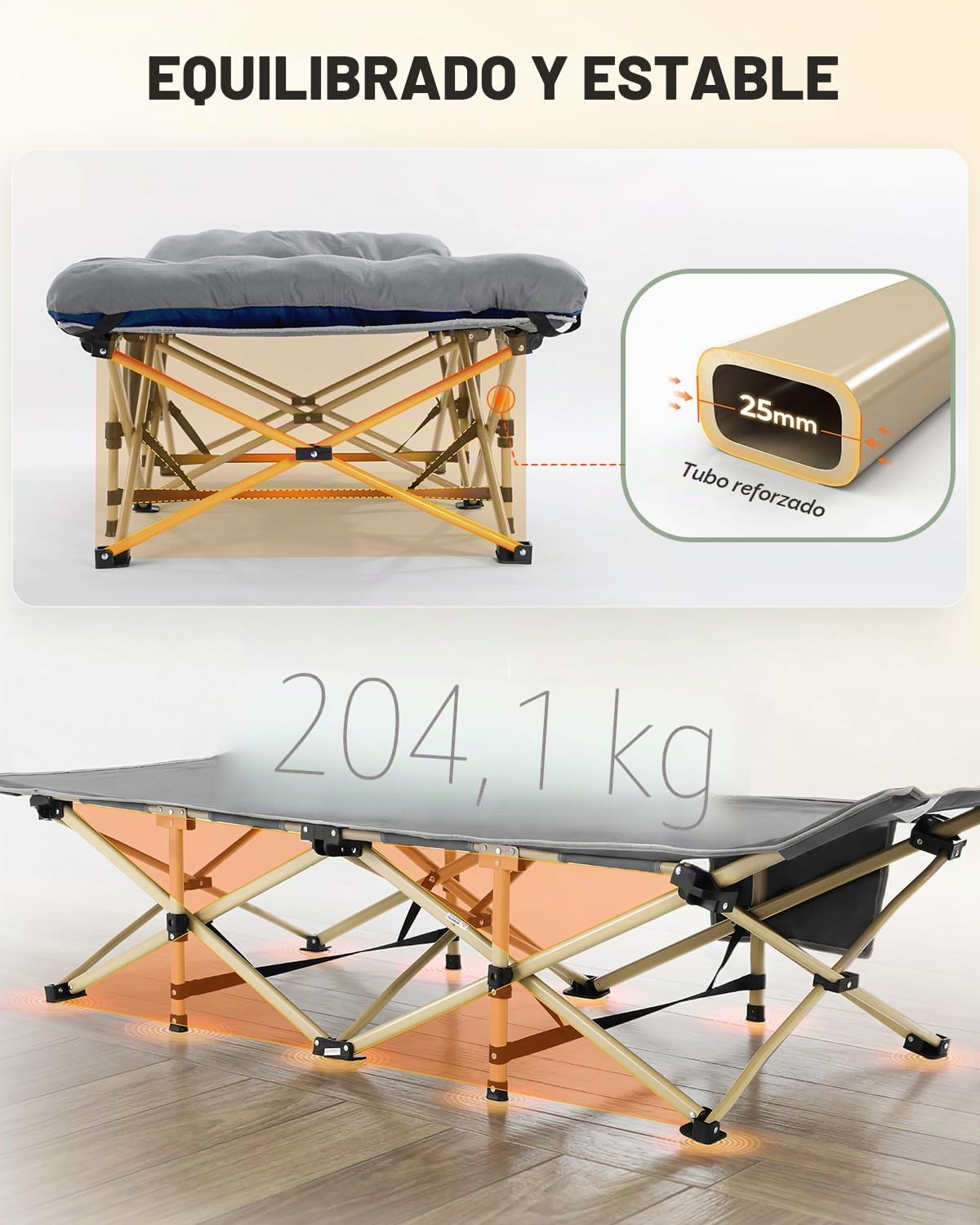 Sportneer Cuna de Camping portátil con colchón, cunas de Dormir Plegables para Adultos, 188 x 71 x 35 cm Cama de Campamento Plegable Resistente con Acolchado para Camping