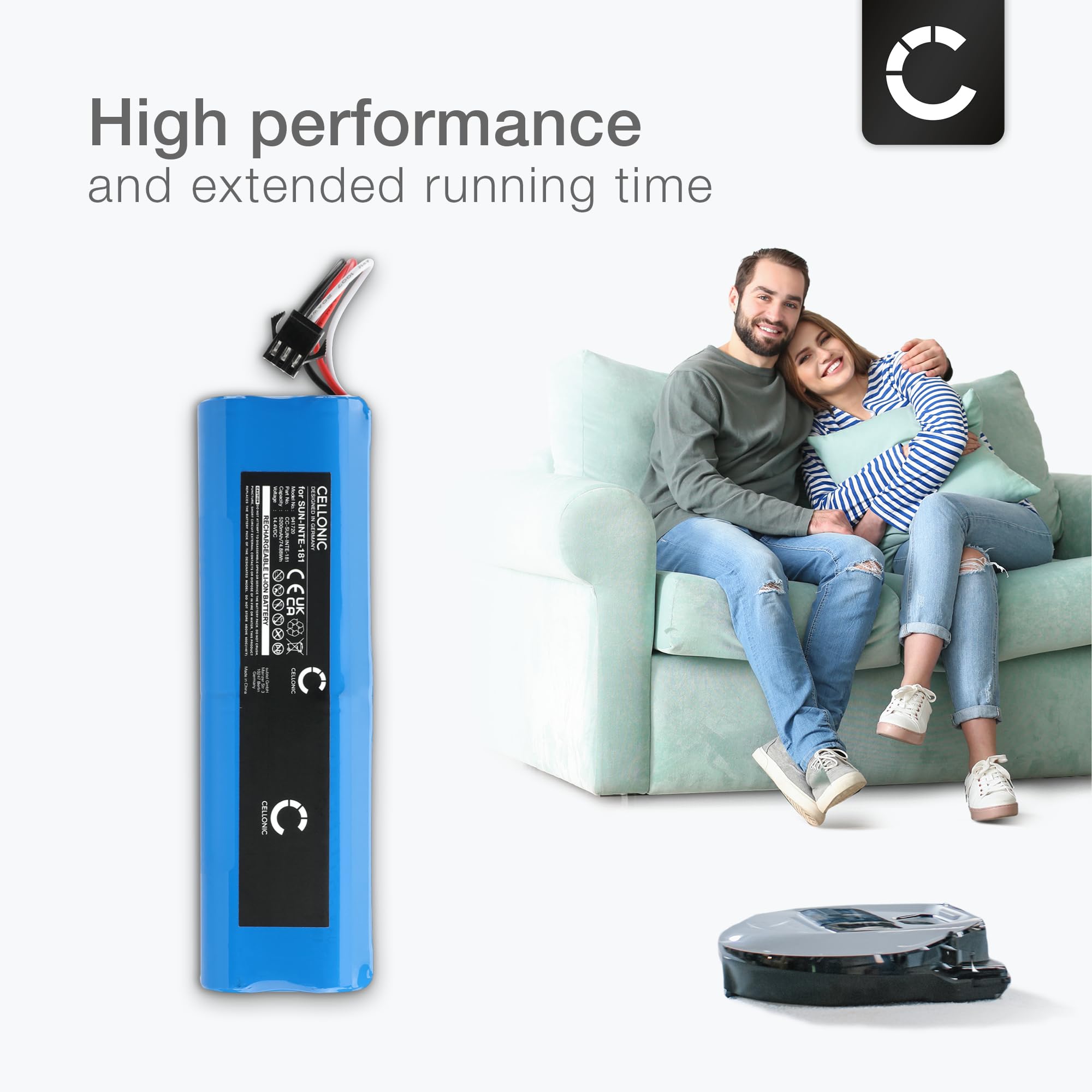 CELLONIC® Bateria SUN-INTE-181, NR18650 M26-4S2P 5200mAh - kompatybilna z Xiaomi/Proscenic Viomi S9, Eve Plus/M8 Pro,M7 Pro, akumulator wymienny 14,4V Li ION odkurzacz robot pracz
