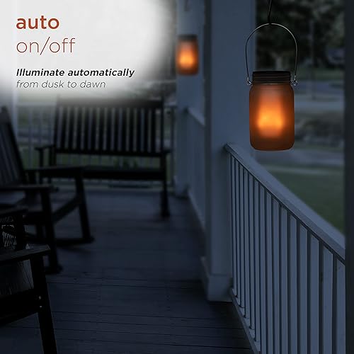 Miniatura 10 de Alpine Corporation QMC236SLR-2 - Farol solar para exteriores con luz LED parpadeante, decoración solar LED, juego de 2