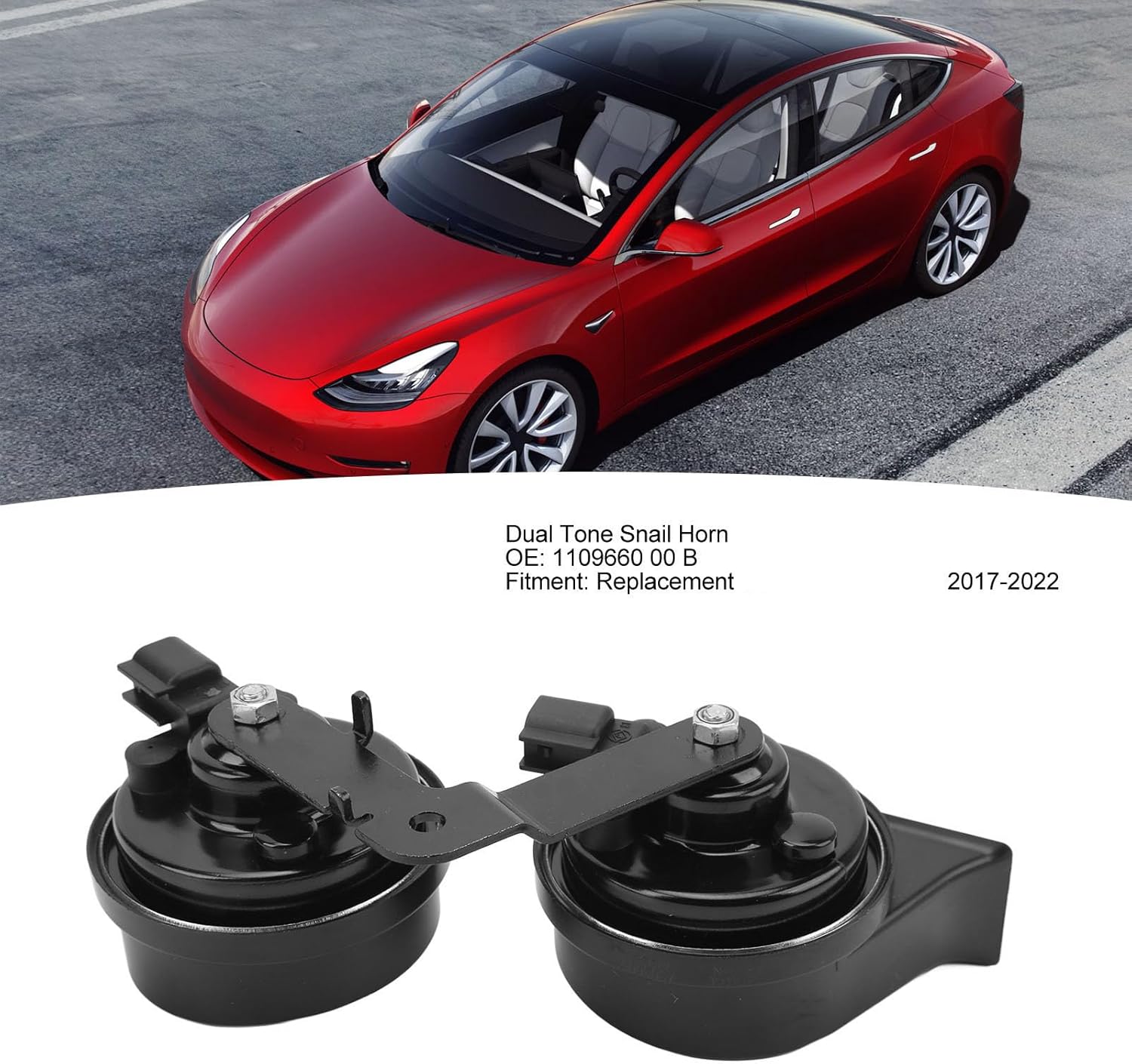 Car Snail Horn for 2017‑2022, Dual Tone Snail Horn with Bracket High Low Tone 1109660 00 B