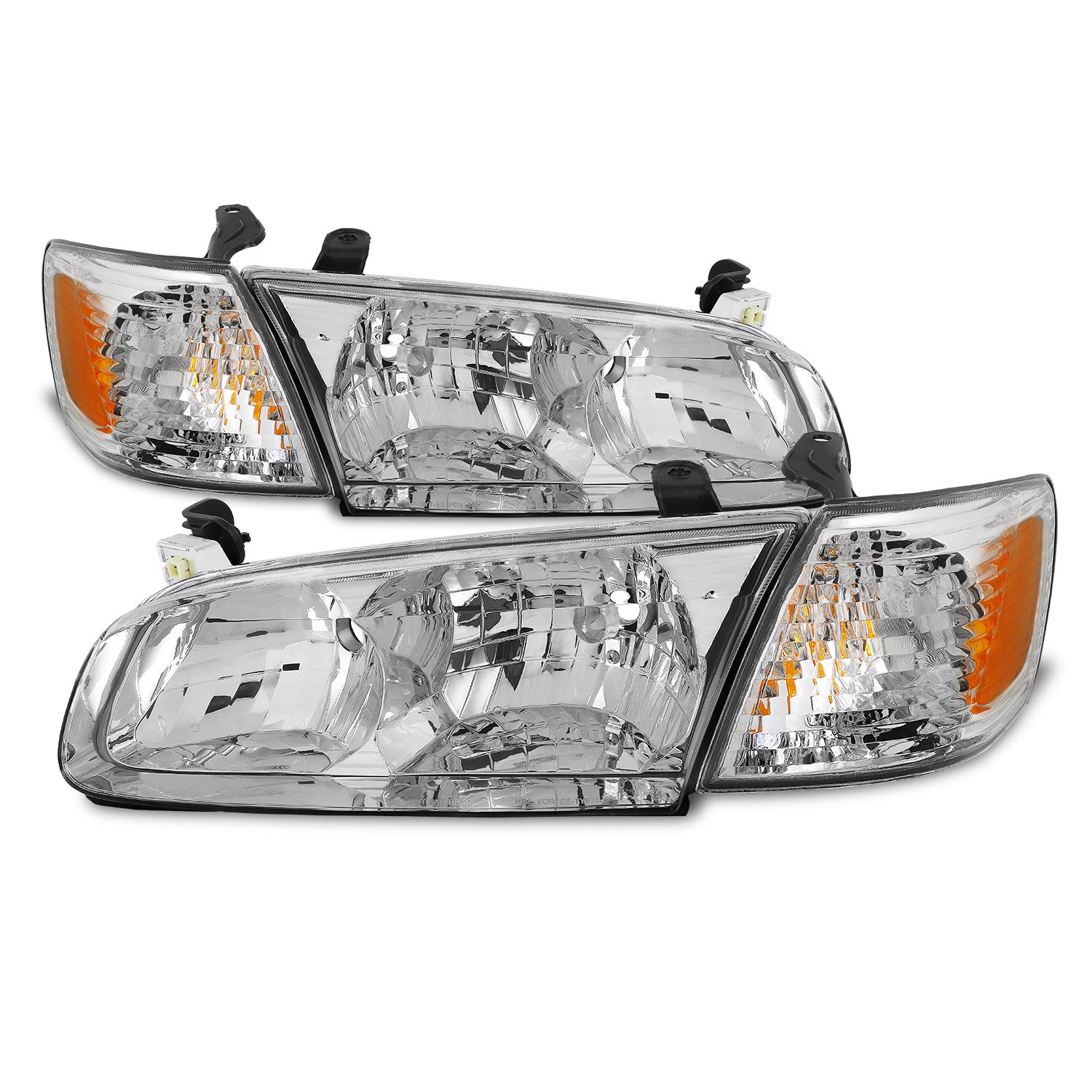 AKKON - For 2000 2001 Toyota Camry OE Style Chrome Housing Headlights Lamp Assembly Replacement