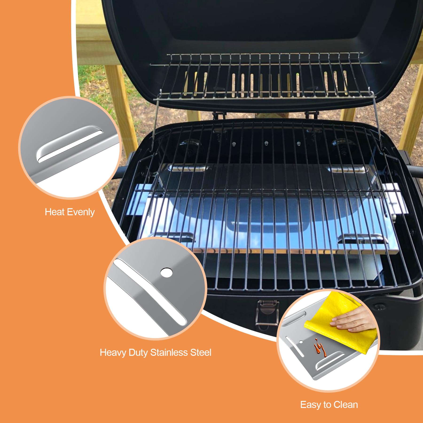 BMMXBI Heat Plate Replacement Parts for Megamaster Grills 1 Burner 820-0065C Portable Gas Grill, Stainless Steel Flame Tamer Heat Tent Parts for Megamaster 820-0065C Grill Accessories, 1-Pack