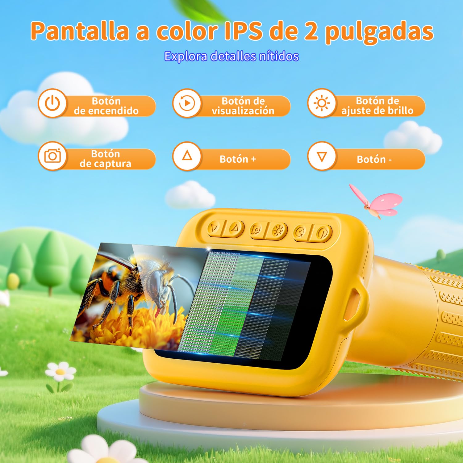 Microscopio Digital para niños, SKYBASIC, minicámara con Zoom de 1000x y Pantalla de 2 Pulgadas, cumpleaños para niños de 6, 7, 8, 9, 10, 11 y 12 años.