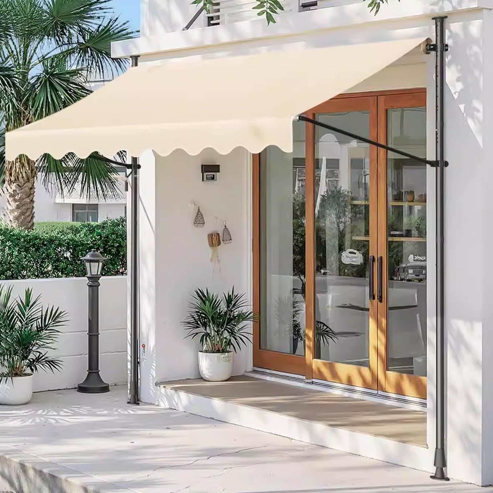 Toldo retráctil para exteriores ideal en cafeterías y balcones