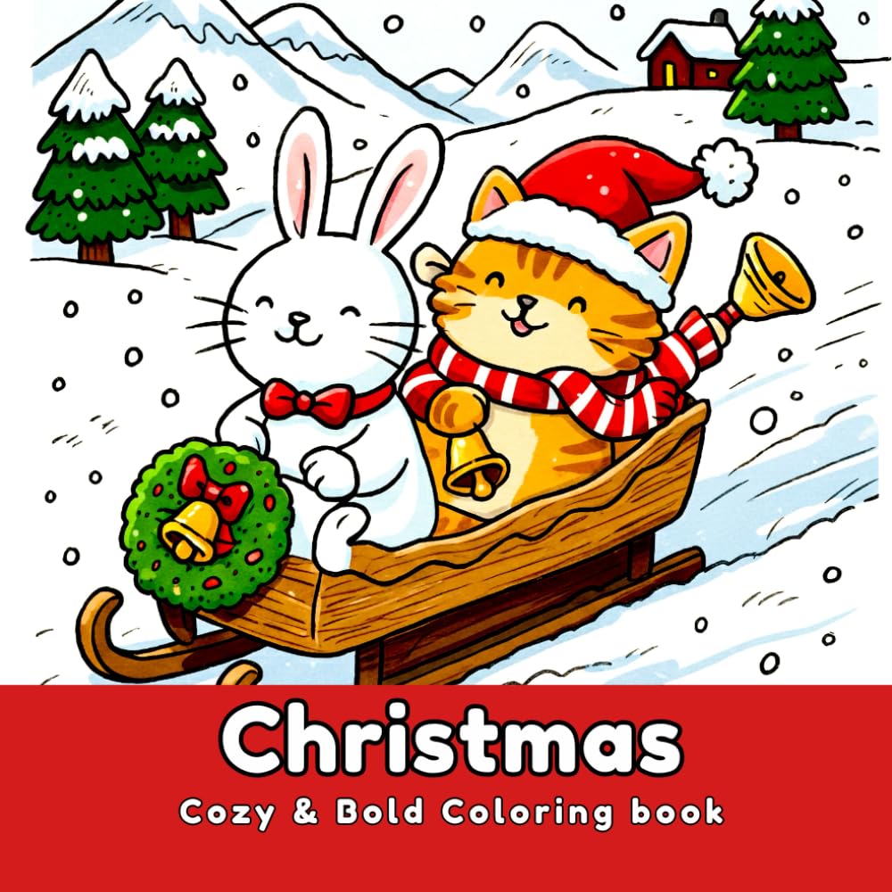 Cozy Christmas Coloring Book : Bold and Easy Holiday Designs for Relaxing | Fun xmas coloring pages for Adults and Kids (Bold & Easy)