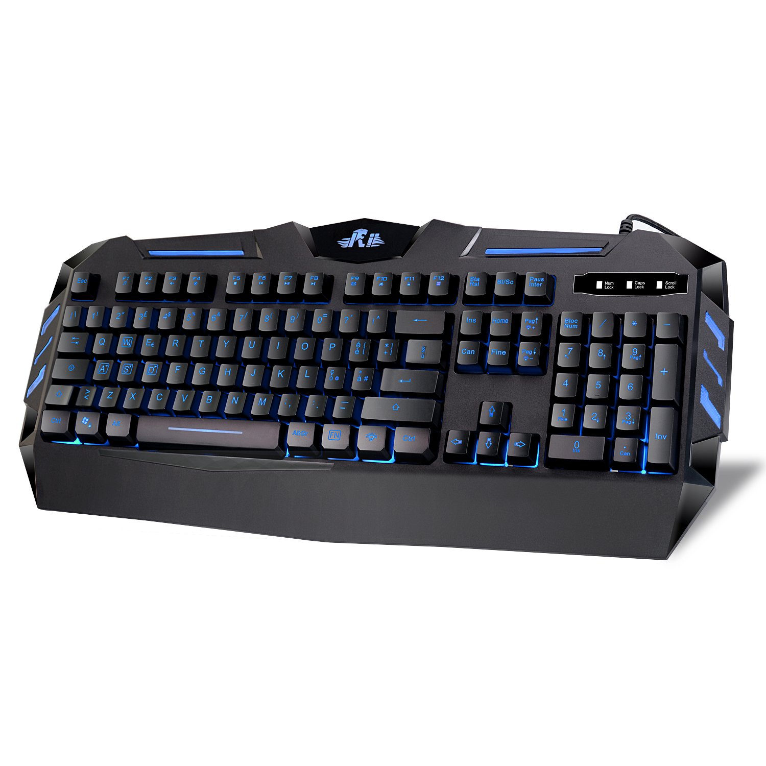 Rii Gaming RK900 (layout ITALIANO) - Tastiera italiana da gioco retroilluminata a LED (7 colori) con tasti multimediali, paragonabile a una tastiera meccanica