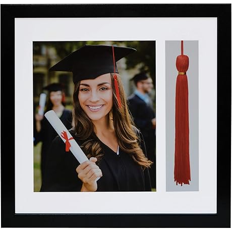 Americanflat 13x13 Graduation Frame in Black with 2 Opening Mats, Use as...