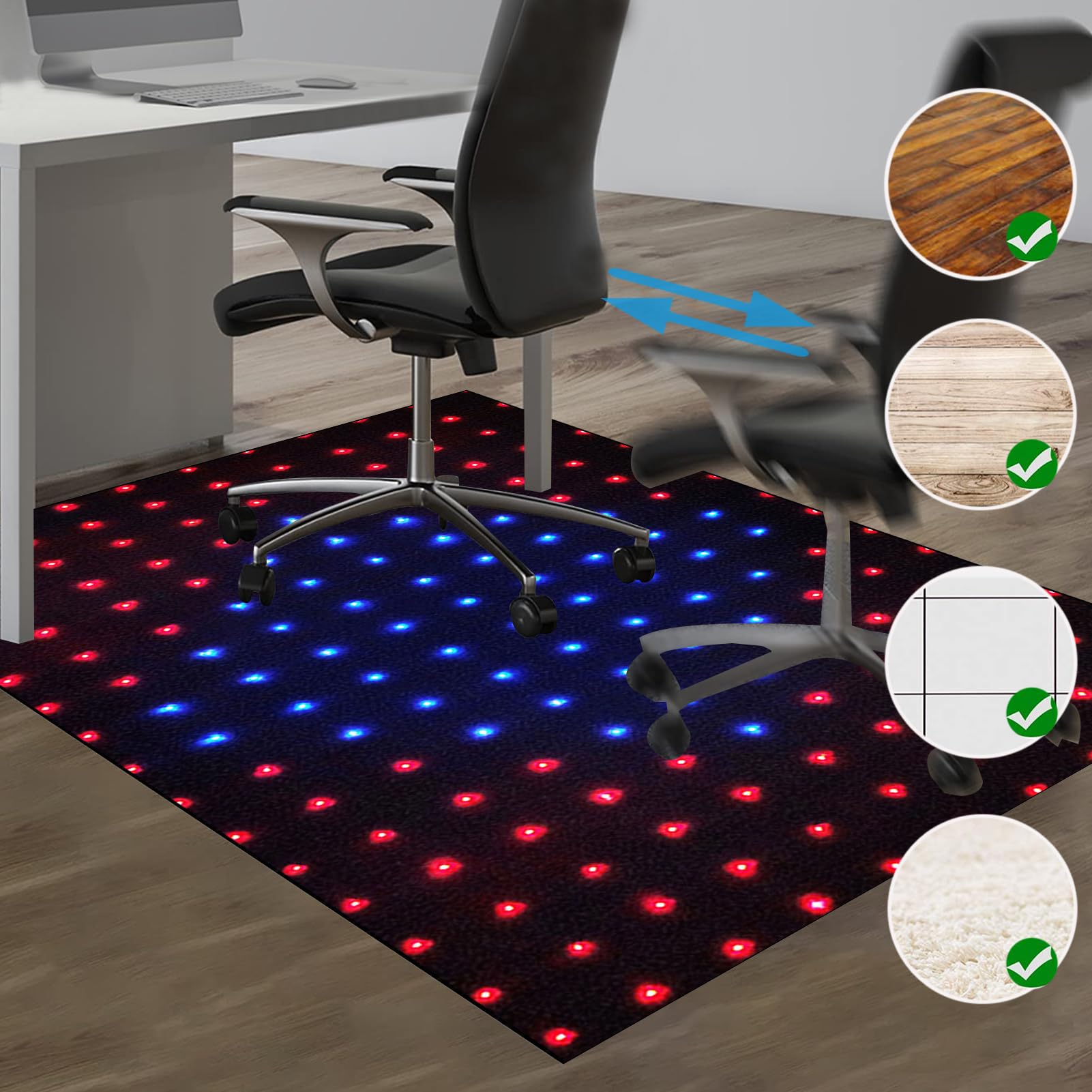 Tapis Chaise de Bureau Gaming antidérapant, Tapis Protection Sol Chaise Bureau, Tapis de Sol Bureau Tissu, Tapis de Sol pour Bureau Plancher de Bois, Tapis de Protection en carrelage 200 x 230 cm