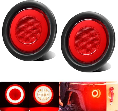 WahMOTOTin 2 luces LED redondas de 4 pulgadas para camionesremolquescaravanasfurgonetas, 64 bombillas rojas con ojales de goma sellados impermeables
