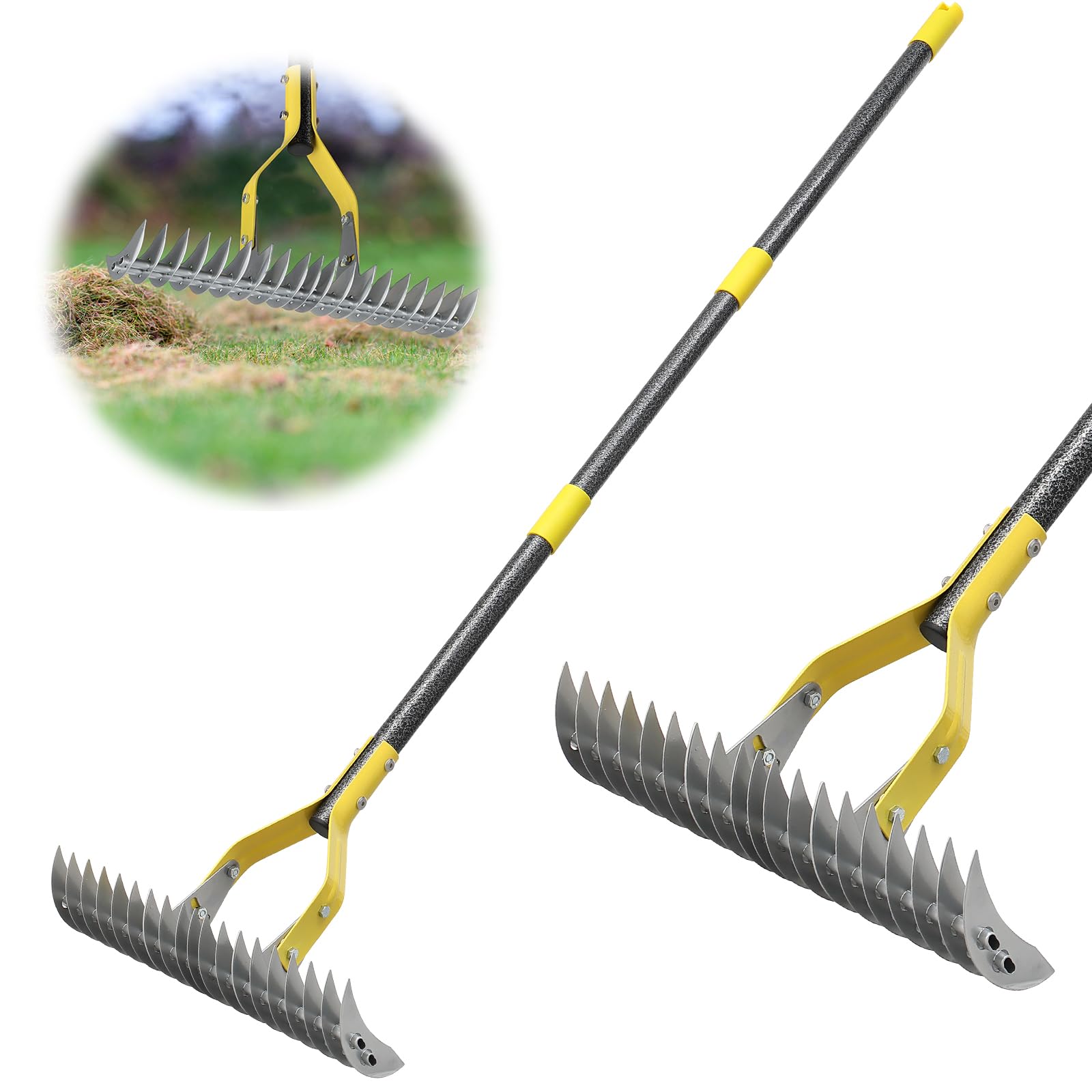 Amazon.com : Thatch Rake, 2-in-1 Lawns Manual Dethatcher with