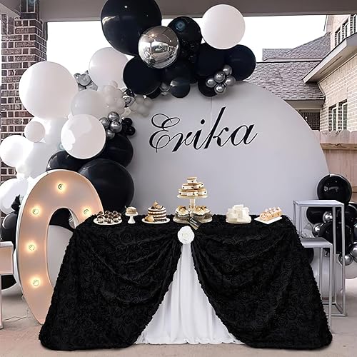 Fanqisi Manteles de mesa negros de satén de 50 x 80 pulgadas para decoración de mesa de baby shower, boda, niños, fiesta de cumpleaños