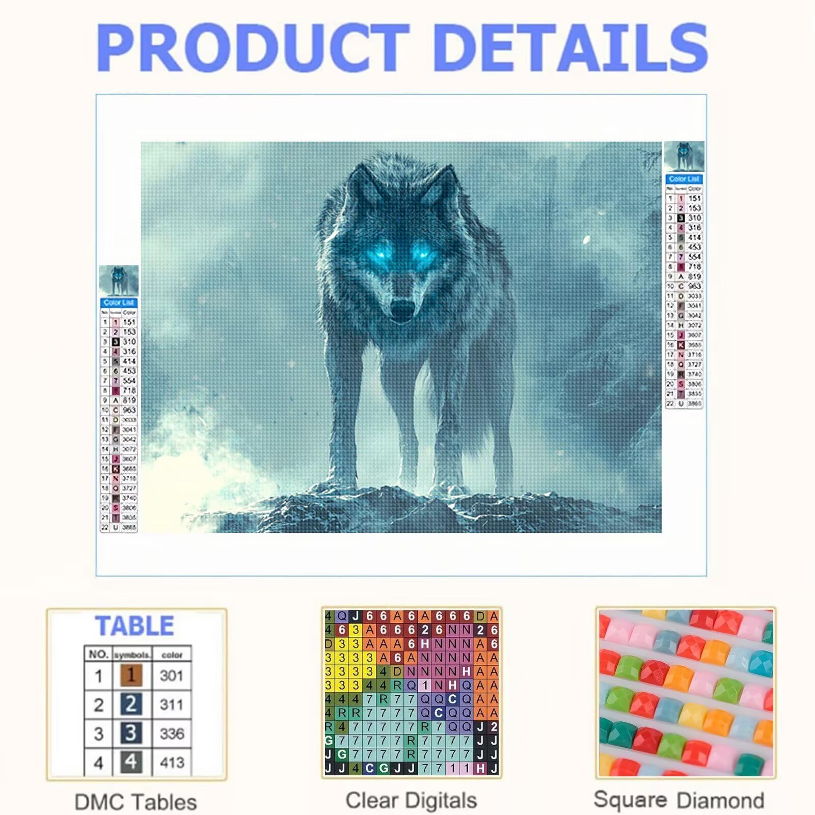 Diamond Painting Erwachsene Wolf Diamant Painting Bilder 80x60 cm T0-1052