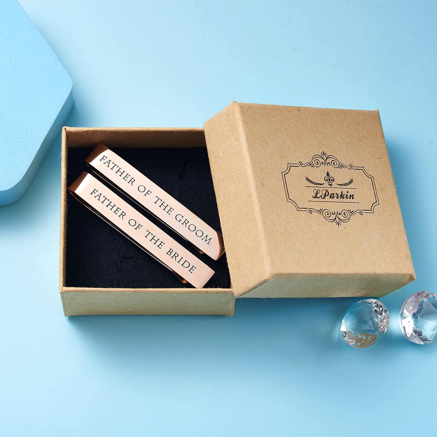 Father of the Bride and Groom Gifts - Wedding Tie Clips for Groomsmen From the Bride - Stainless Steel Tie Bars image 5