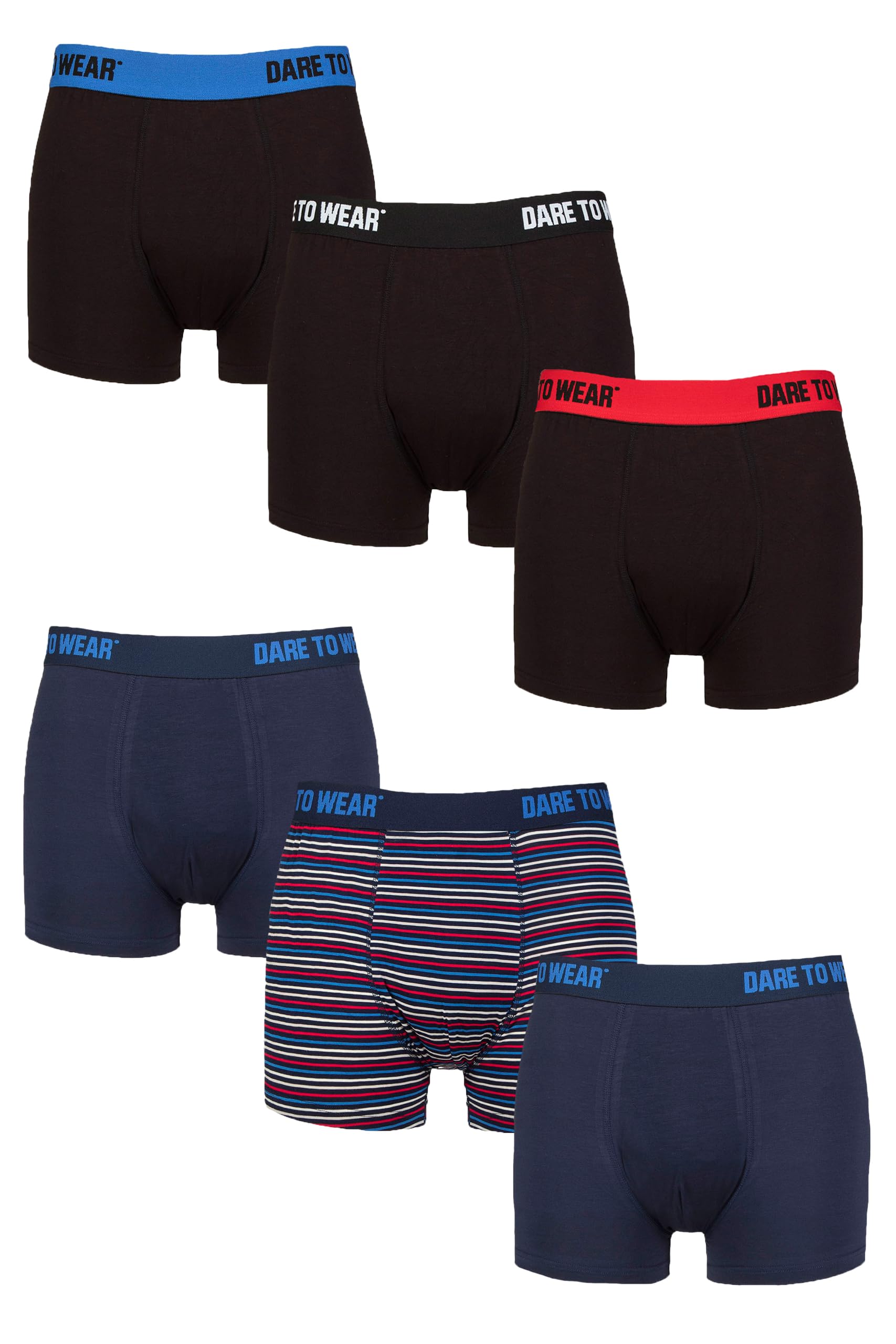 Sockshop Men's Black Navy Stripe Dare To Wear Trunks - Bamboo Plain And Striped Patterned Underwear In A 6 Pair Multipack (Uk, Alpha, M, Regular, Regular, )