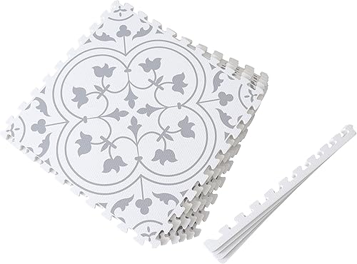 Miniatura 4 de Eggyo - Tapete de espuma para bebé, 72 x 48 pulgadas, blanco y gris, 6 azulejos