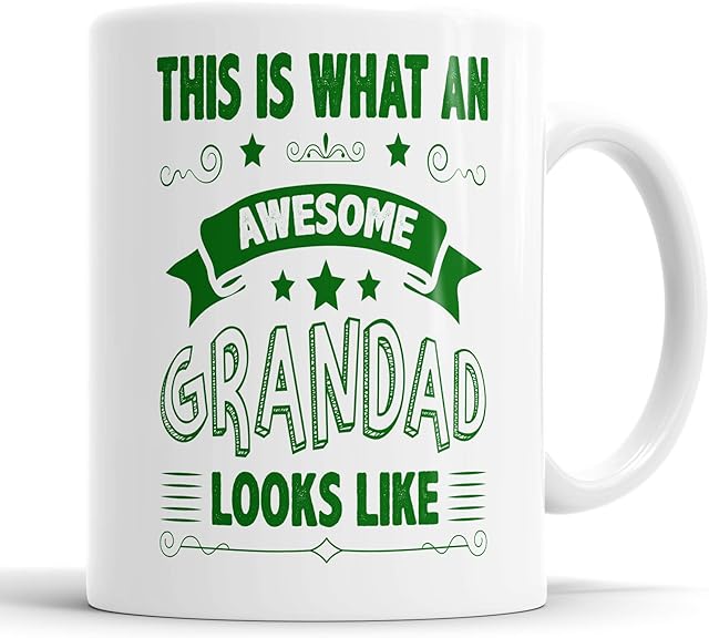 This is What an Awesome Grandad Looks Like Mug Humour, Joke, Leaving Present, Friend Gift Cup Birthday Christmas, Ceramic Mugs