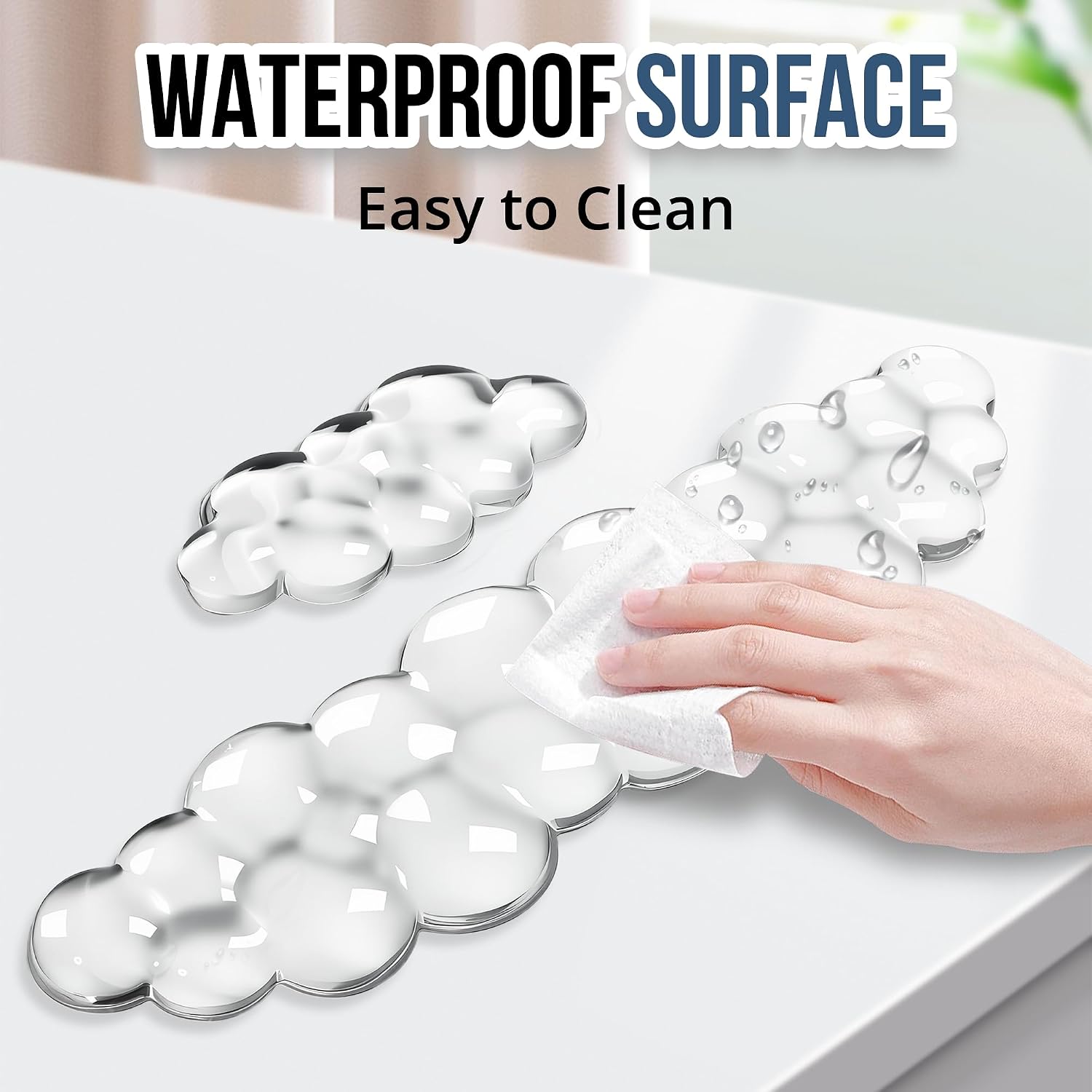 Cloud Wrist Rest Gel Set — Ergonomic Cloud Wrist Rest Keyboard and Mouse, Non-Slip Desk Accessories for Office and Home（Clear） image 4