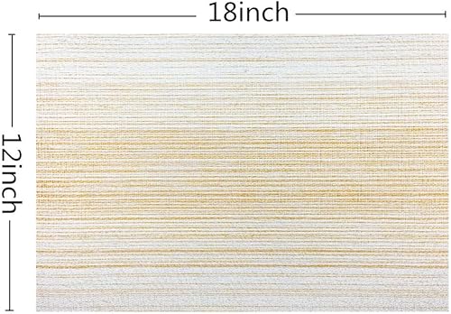 Miniatura 5 de Mantel individual de vinilo tejido duradero, lavable, resistente al calor, antideslizante, para cocina, comedor (juego de 4, amarillo con blanco)