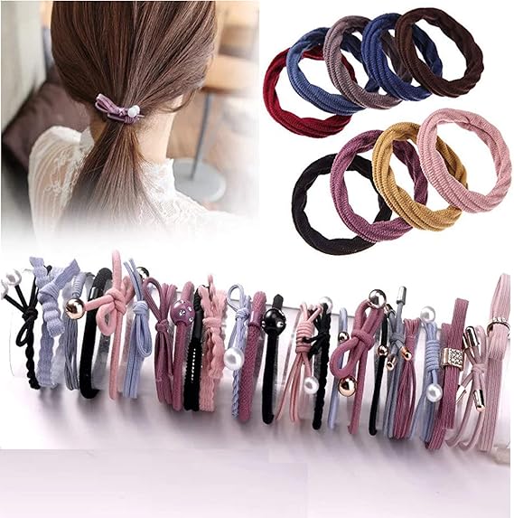 Amazon Co Jp 35個セットヘアゴム ヘアアクセサリー ゴム 髪 髪留め レディース ヘアゴム 太め パール ビーズ シンプル リングゴム おしゃれ かわいい 大人 Cタイプ 35点セット ビューティー